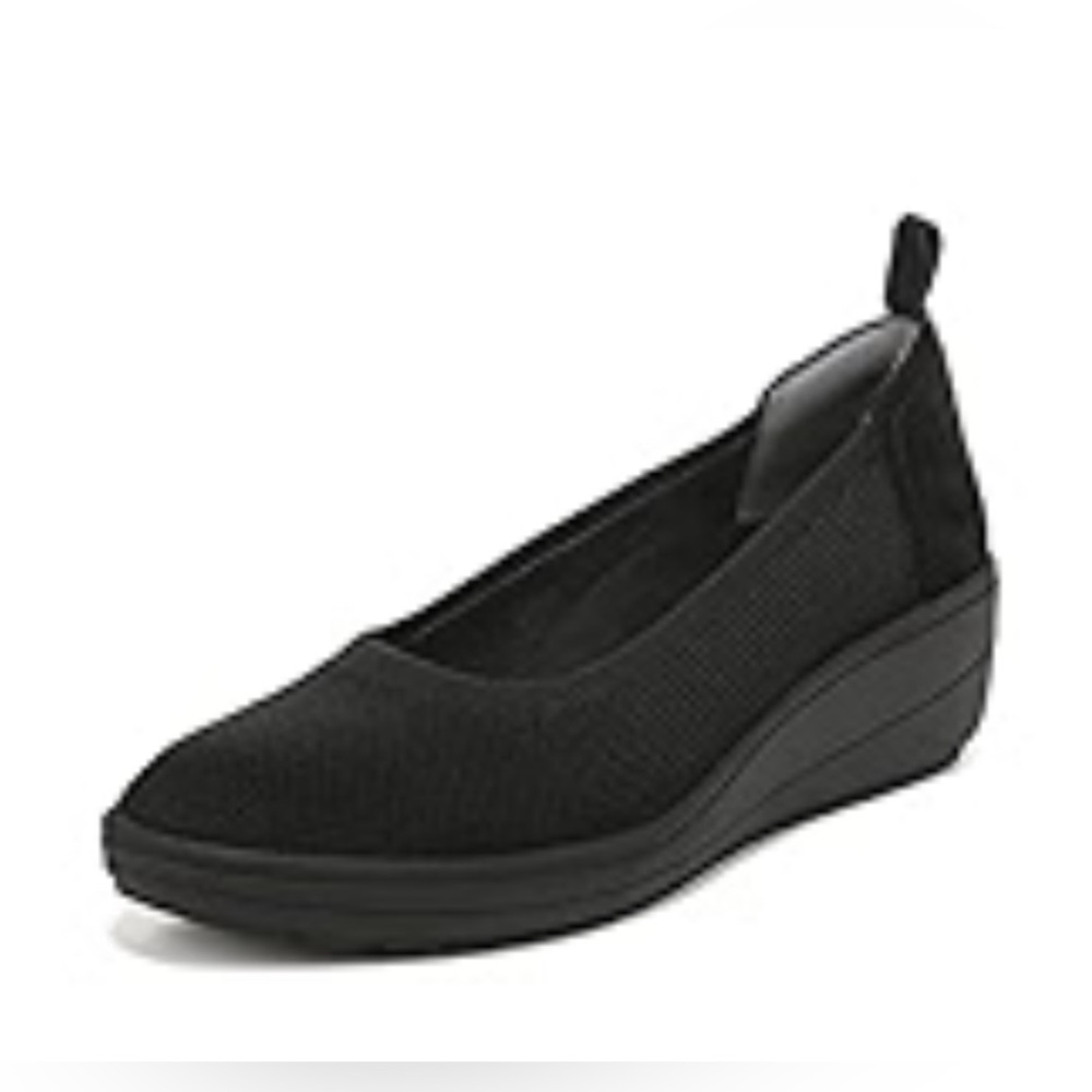 Vionic Jacey Knit Shoes Womens 8.5 Black Wedge Suede Accent Comfort Slip On